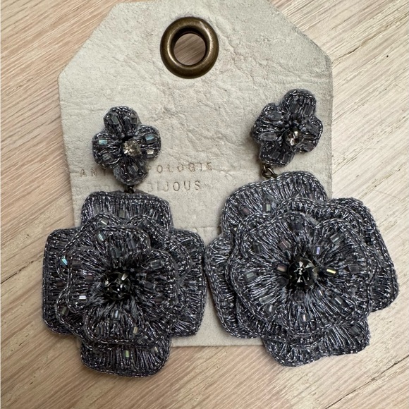 Blue drop sparkly earrings Anthropologie NWT. Made in India Original price $58 - Picture 1 of 7
